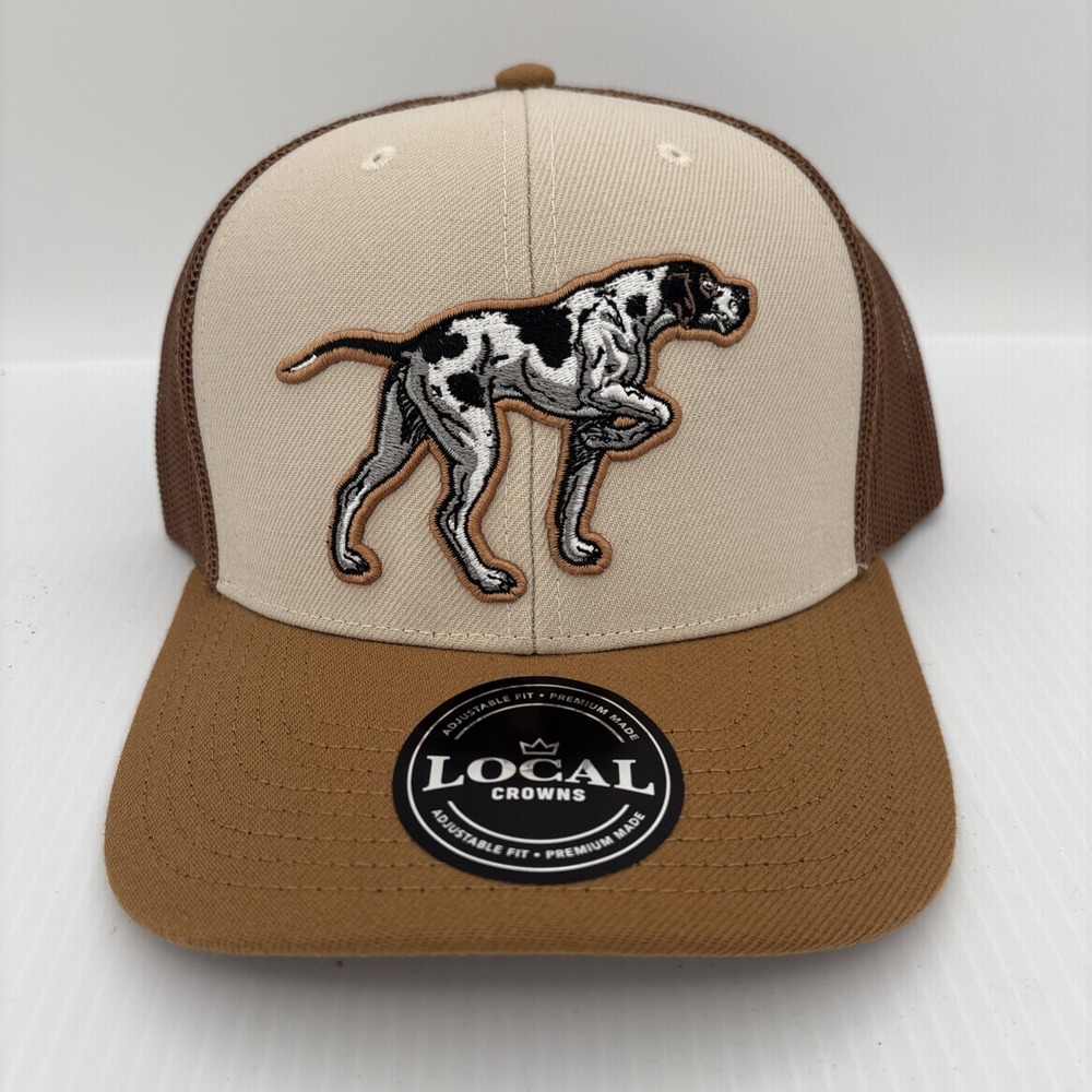 Local Crowns German Shorthaired Pointer Trucker Hat Adjustable Tan Khaki NEW OS